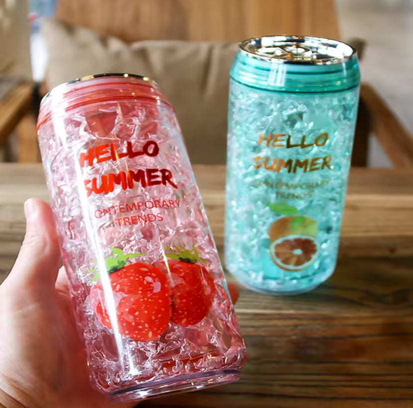Hello Summer Water Bottle, Double Straw Cold Drink Cup, Creative Milk Box Style Water Bottle, Outdoor Thermos Cup, Summer Glass Drinking Water Bottle Hello Summer Water Bottle, Double Straw Cold Drink Cup, Creative Milk Box Style Water Bottle, Outdoor Thermos Cup, Summer Glass Drinking Water Bottle